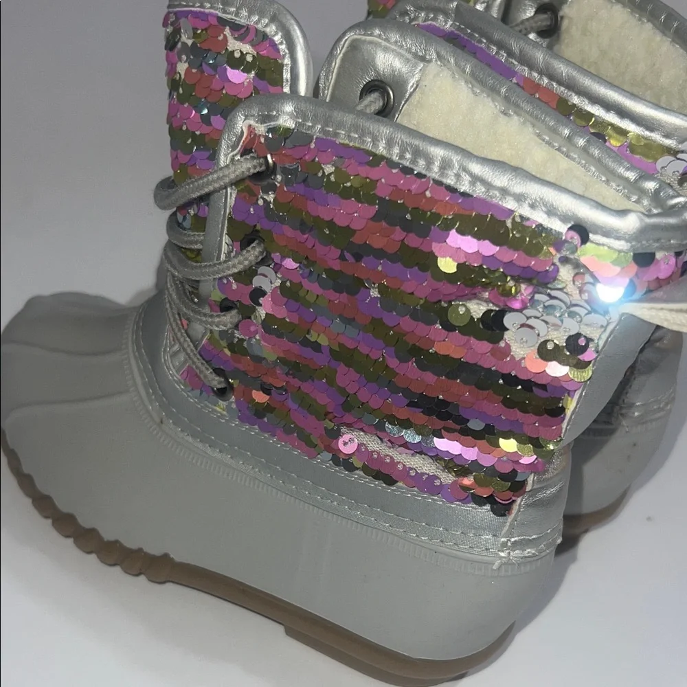 Olivia Miller Kids Sequin Rain & Snow Boots - Silver, Pink, Purple - Picture 3 of 8